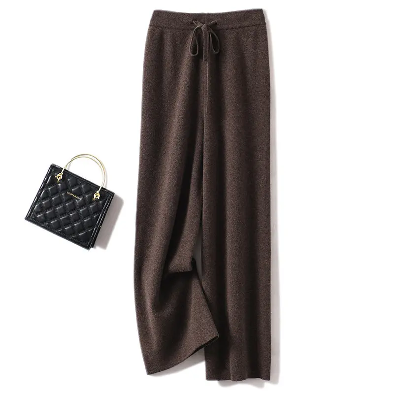 Temperament cashmere wide-leg pants high waist straight mop pants casual loose padded pants