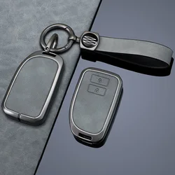 leather Zinc Alloy Car Key Case For Toyota Yaris HAIs 2020 Hiace 200 Sienta Remote Shell FOB Protect Bag Keychain Accessories