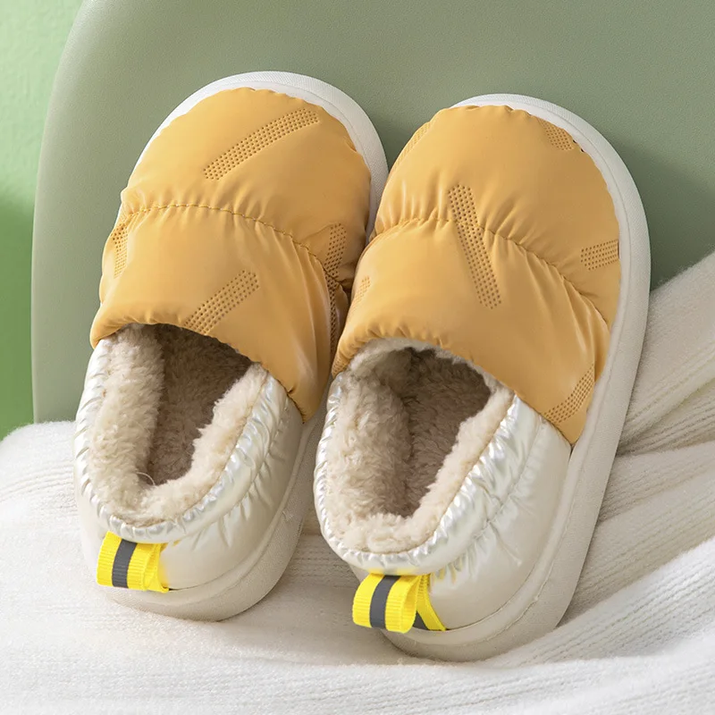 Children's cotton slippers winter bag heel waterproof non-slip medium boys/girls thick soft sole velvet warm baby cotton shoes