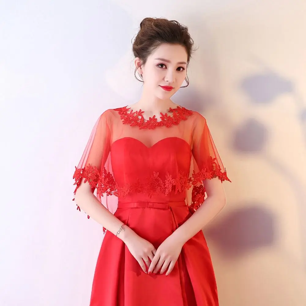 

Summer Shawl Wedding Accessories Evening Party Capes Dress Capes Bridal Wedding Capes Women Wraps Transparent Lace Flower Shawl