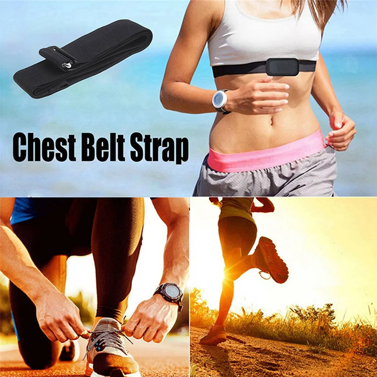 Heart Rate Belt Chest Strap for Coospo Polar Wahoo Garmin Mount Heart Rate Sensor Monitor Elastic Soft Strap Band Black XQ