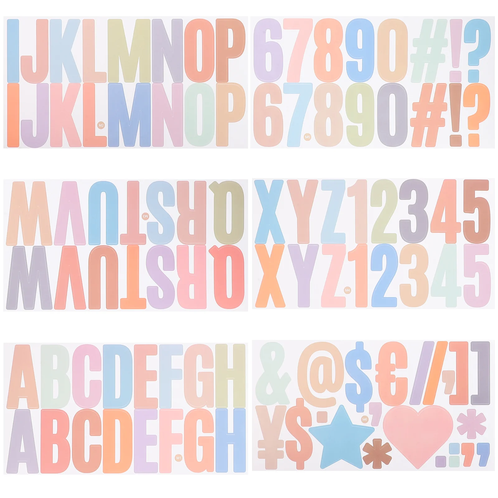 6 Sheets Number Beads Letter Stickers Scrapbook Letters Reflective Decorative Numbers Freezer Labels