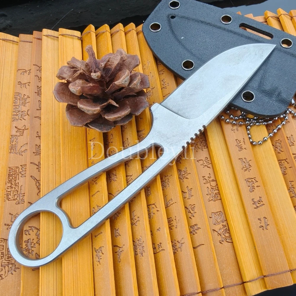 

High-hardness Straight Knife Compact Adventure Rescue Knife Cutting Knife EDC Tools Outdoor Travel Hiking Knives Necklace Knives