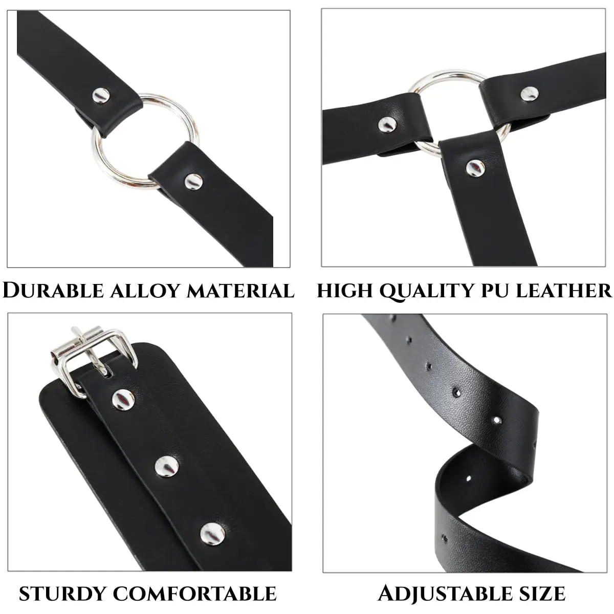 BDSM Bondage Restraints Handcuffs Sex Toys Neck to Wrist Behind Back Adjustable Handcuffs Belt PU Leather for Adult SM Games