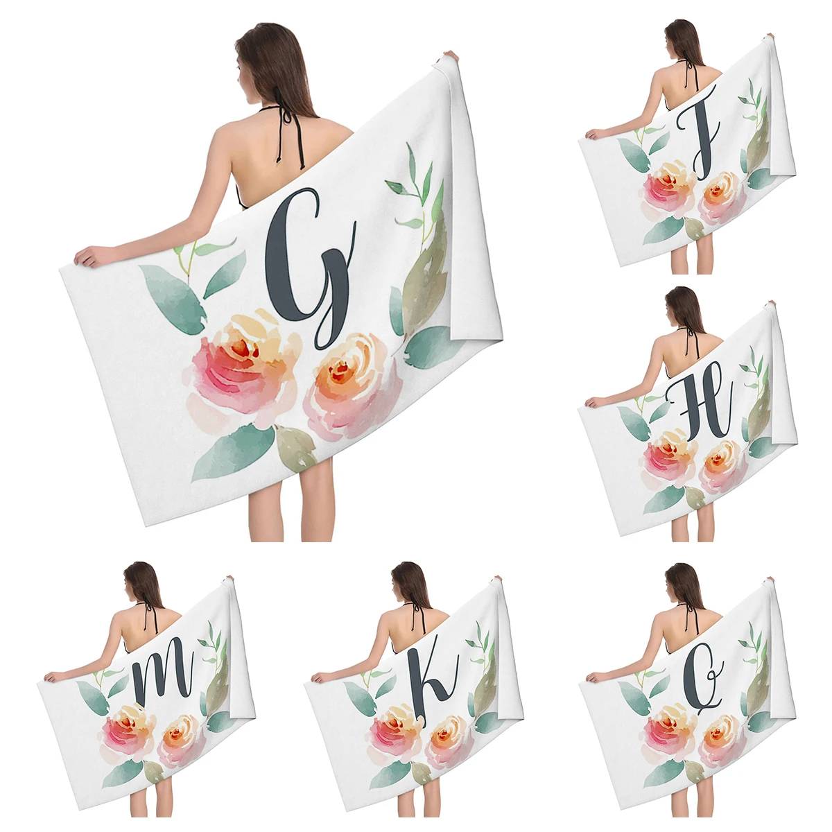 Home bath towels for the body towels bathroom letters and flower quick drying microfiber beach towel man and women large sports