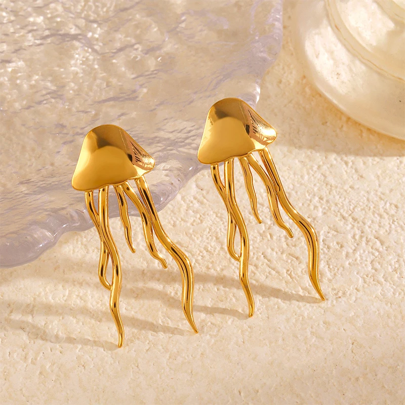 ROXI | Gold Jellyfish Earrings for Women. Stainless Steel. Personalized Jewelry. Fashion 2024