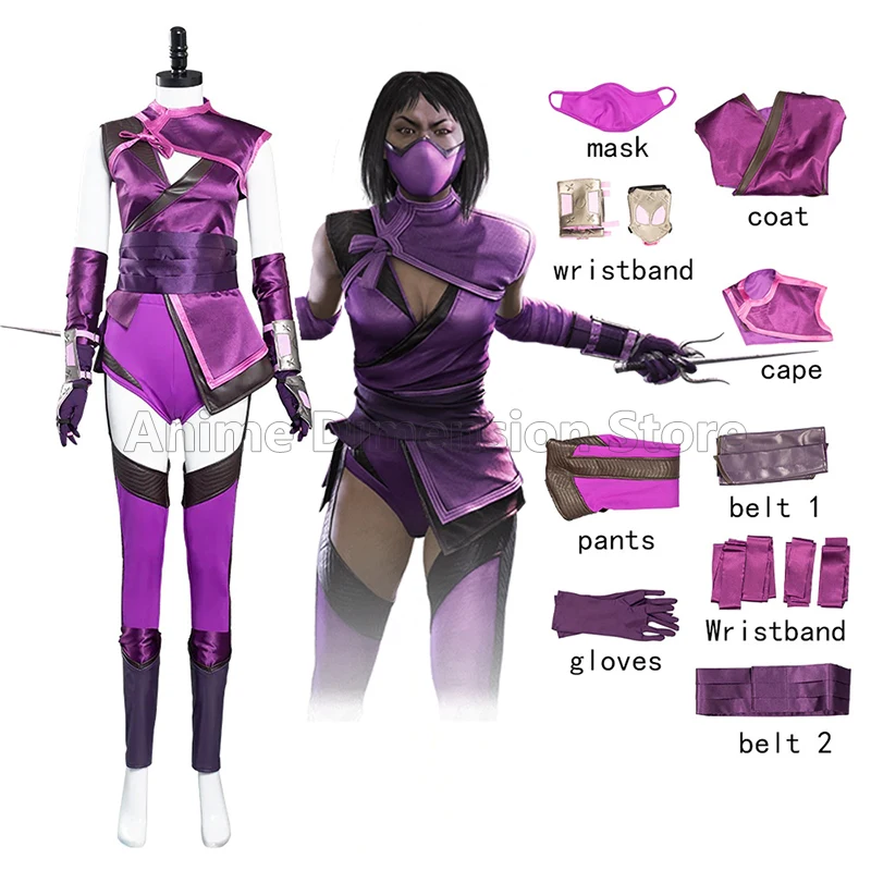 Mileena Cosplay Costumes Ninja violet uniforme jeu Mortal Kombat jeu de rôle uniforme tenues Halloween carnaval costume pour les femmes