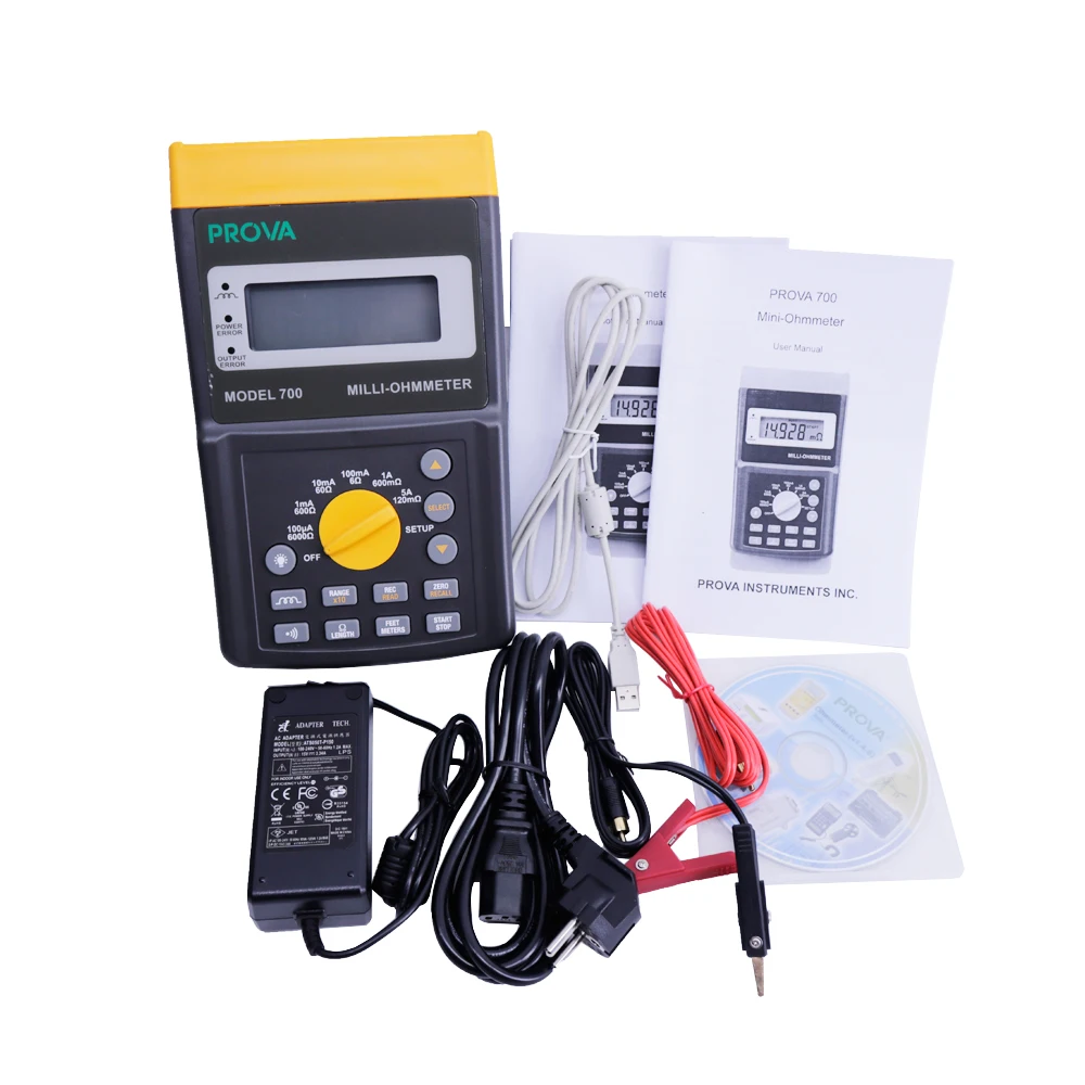 PROVA-700 Digital Milli-Ohmmeter Portable Resistance Meter 16mΩ-6KΩ Max 5A