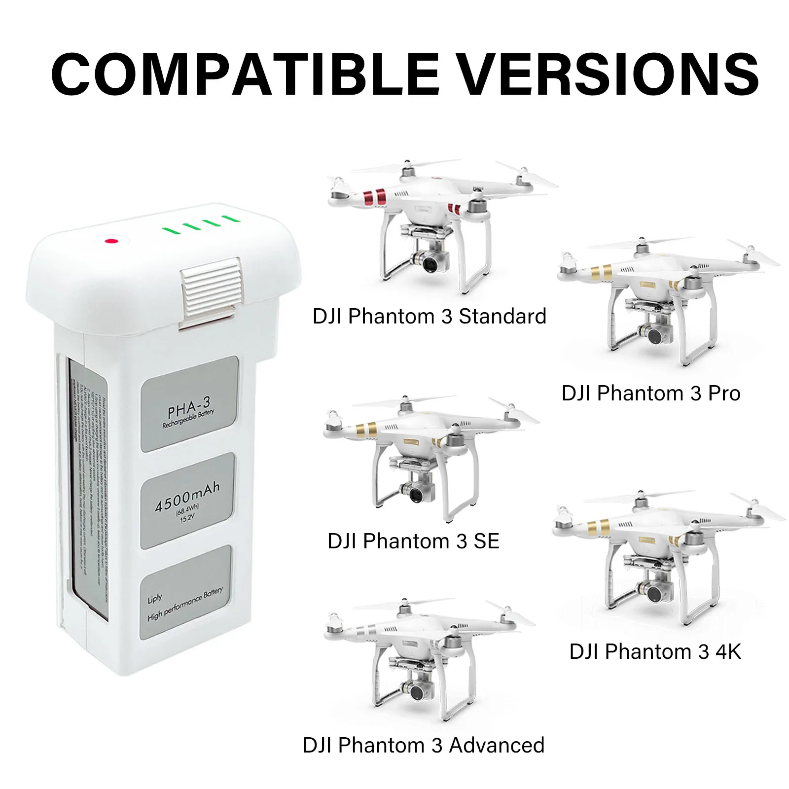 Imagem -03 - Baterias de Voo Inteligentes para Dji Phantom Pro Lipo 4s Phantom Advanced Standard 4k se Drone 63.4 wh 15.2v 4500mah