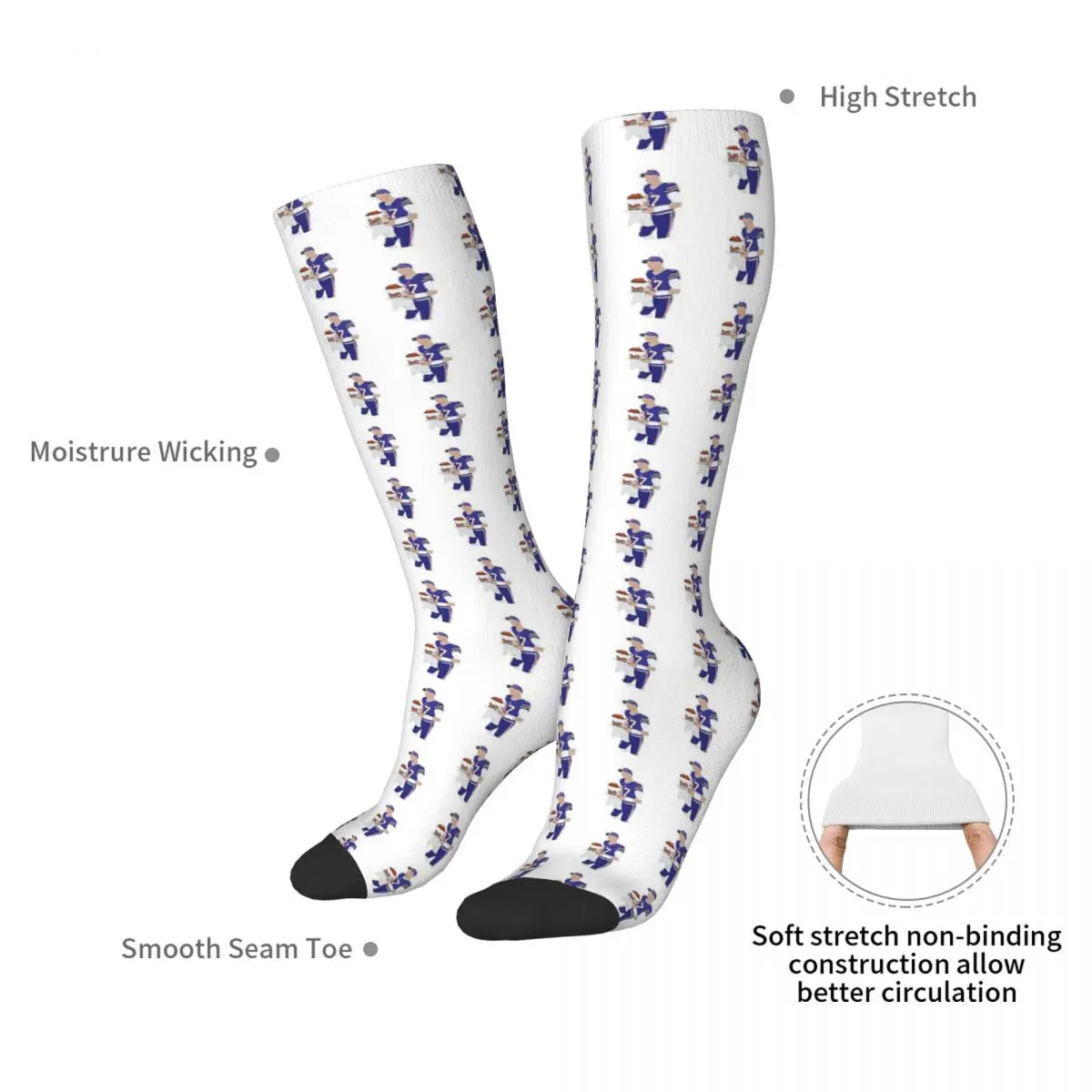 Josh Allen, Buffalo Bills, Duff\'s Chicken Wings Sticker Socks Sweat Absorbing Stockings All Season Long Socks Christmas Gifts