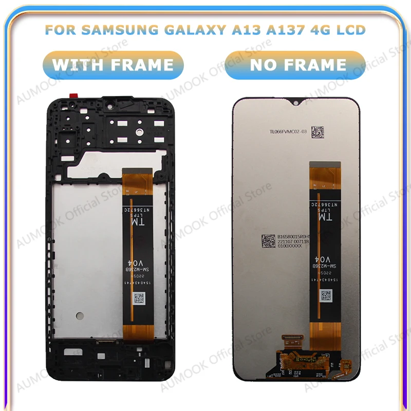 Pantalla LCD para Samsung Galaxy A13 4G A137 A13 5G Touch Screen Digitizer Assembly A135F A136U A137F LCD Screen con marco 4