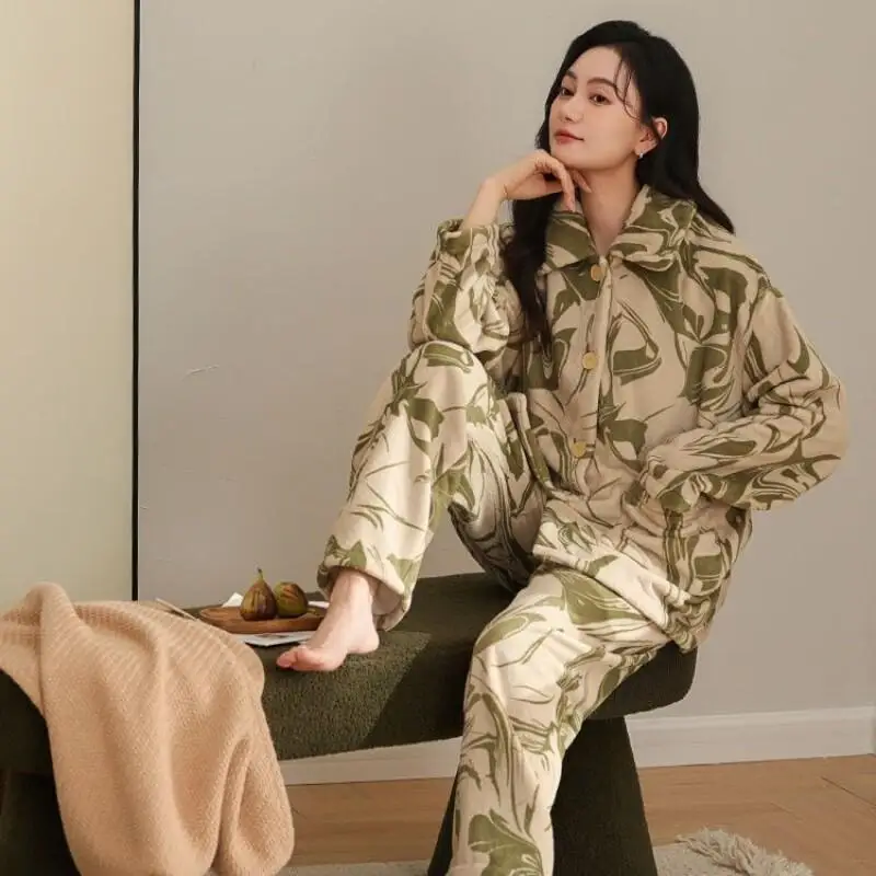 

Pjs Set Women's Pajama Set Thermal Set Women's Warm Winter Pajamas Fashionable Home Clothes, Pajamas Cute and Soft Pajama Set