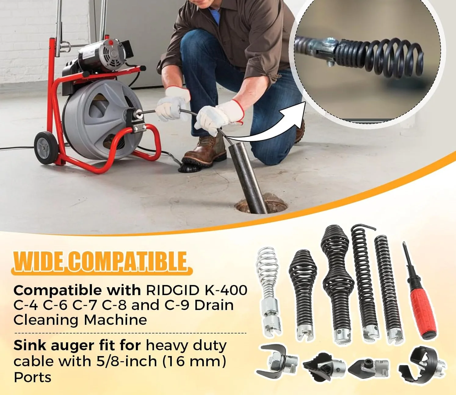 10pcs/set Drain Cable Cutter Augers Kit for RIDGID C-4 C-6 C-7 C-8 C-9 fit 5/16