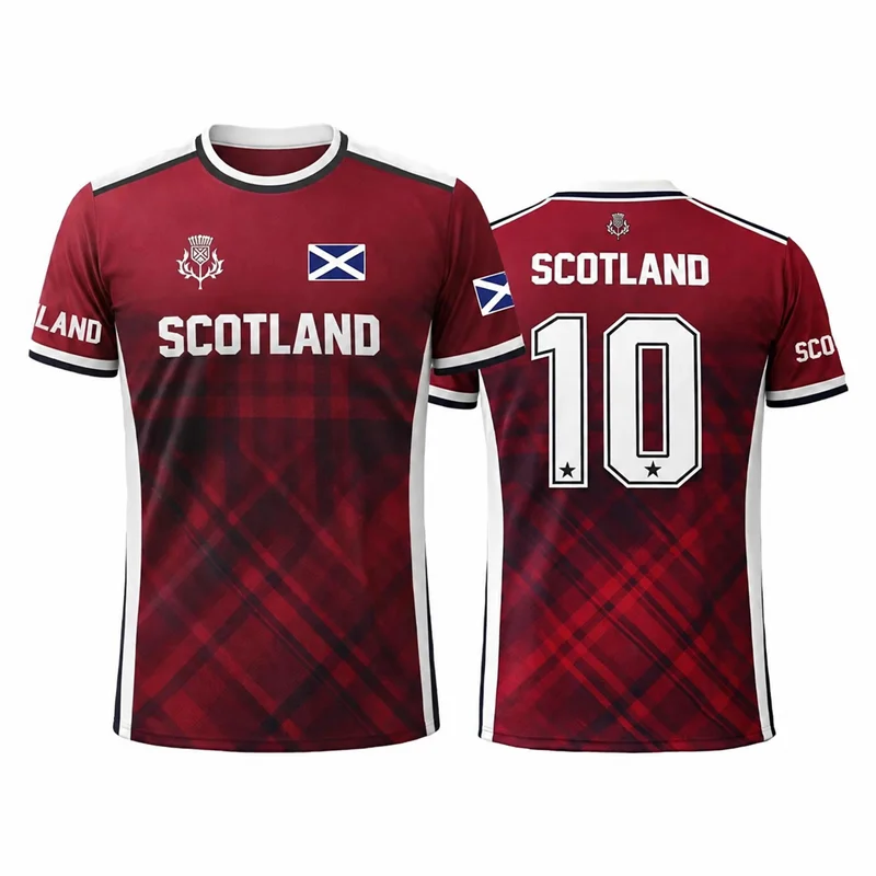 Fashion Scotland Flag Graphic Football Jersey For Men Summer Trendy 3D Printed Sports T Shirts Loose Breathable Soccer Tees