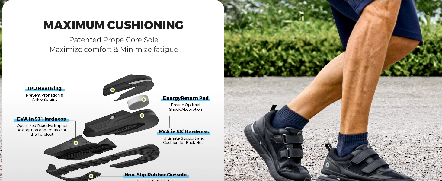 FitVille Wide Walking Shoes Hook Loop Orthopedic Man Casual Sneakers for Swollen Feet Neuropathy Comfort Sport Shoes for Men