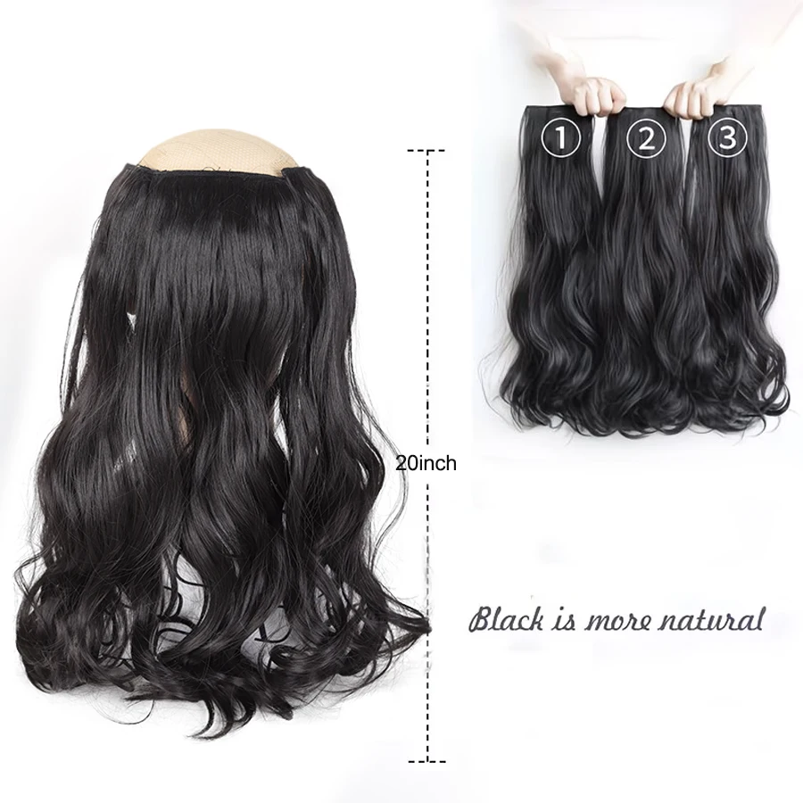 3Pcs Synthetic Wavy Hair Clip Pieces Fluffy Lazy Style Hair Extensions Fashion Hair Accessories For Women