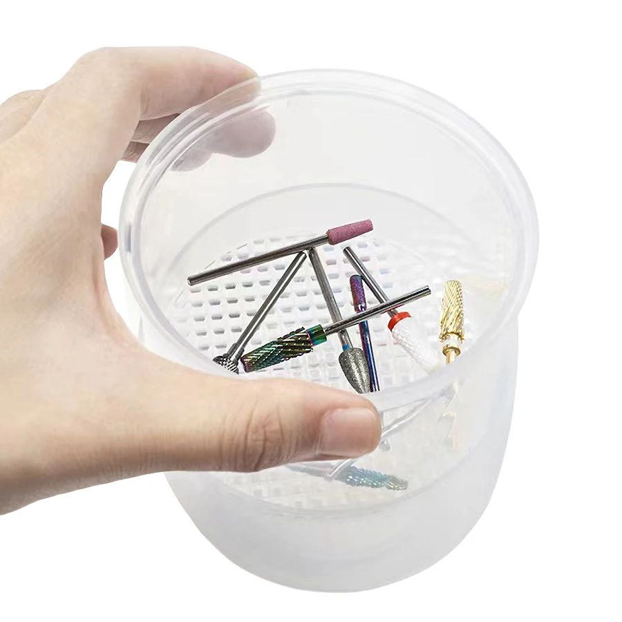 กล่องทําความสะอาดหัวเจียรเล็บพร้อมตัวกรอง, ถ้วยฆ่าเชื้อสําหรับเครื่องมือทําเล็บ, ภาชนะแช่ดอกสว่านเล็บ