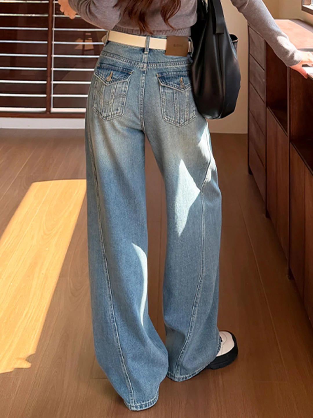 

Женские джинсы-бананы с высокой талией и широкими штанинами, свободного кроя, из денима, весна-осень 2026, новый стиль, повседневные, из смесового хлопка