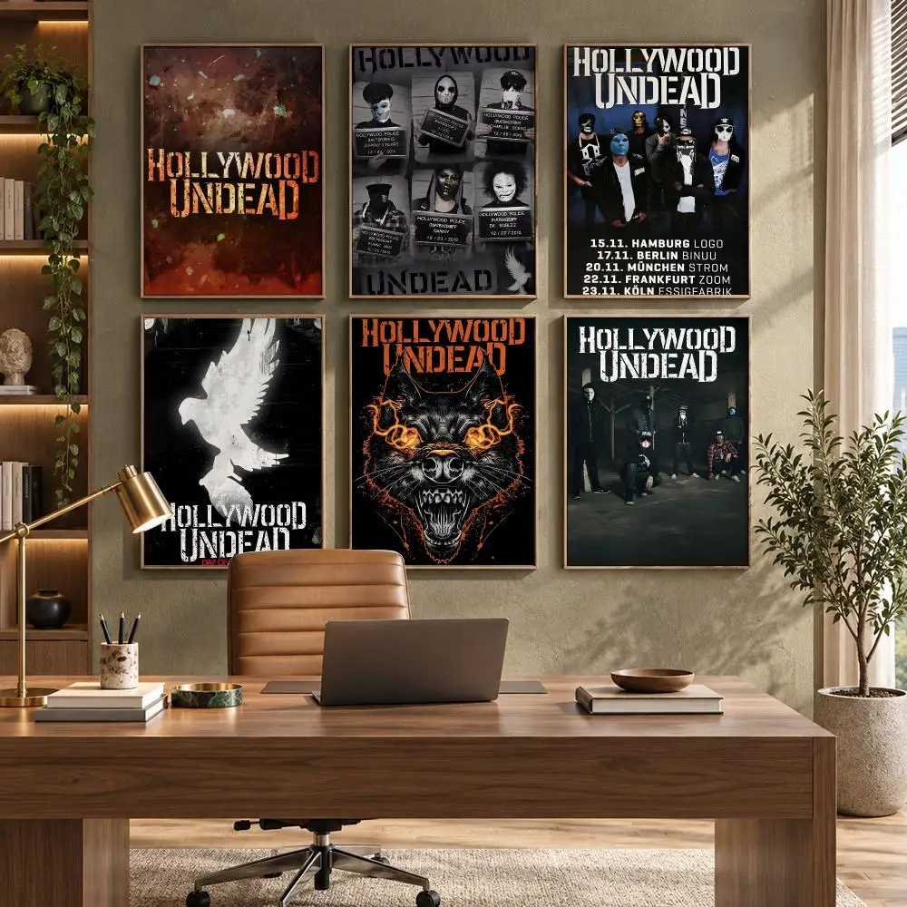 H-Hollywood-Undead Band Poster High-Quality Waterproof Wall Decal for Study, Living Room & Garage, Great Gift for Fans
