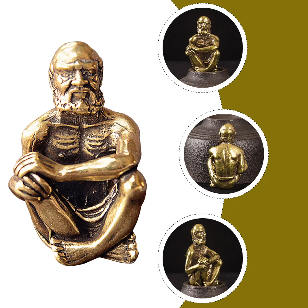 

2 Pcs Buddha Statue Bronze Brass Adornment Retro Decor Desktop Ornaments Craft Indoor Tabletop