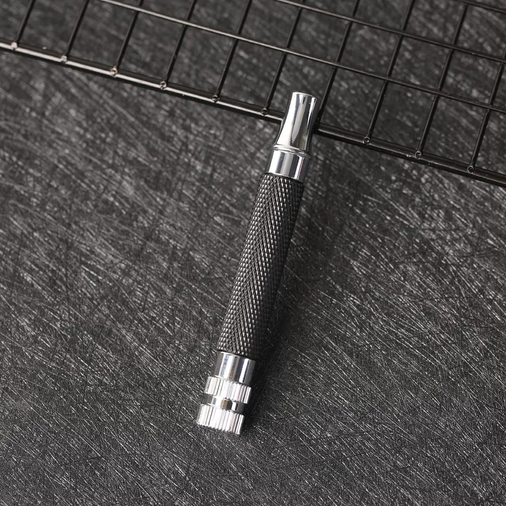 مقبض ماكينة الحلاقة الآمنة من النحاس Ror للرجال Yaqi باللون الأسود والكروم