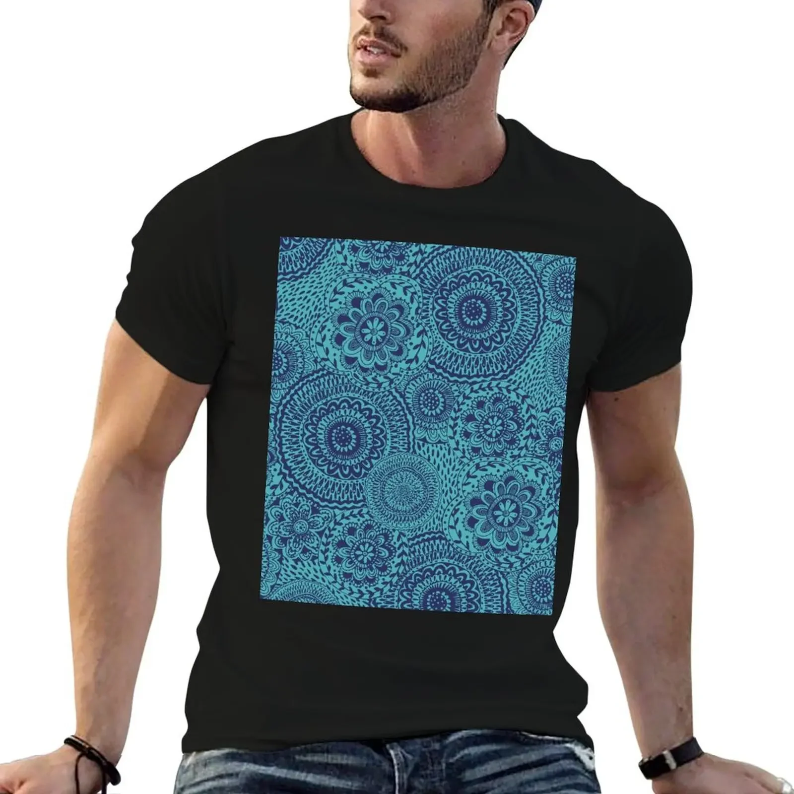 

Tossed Blue Mandala T-Shirt blanks summer 2025 tshirts for men