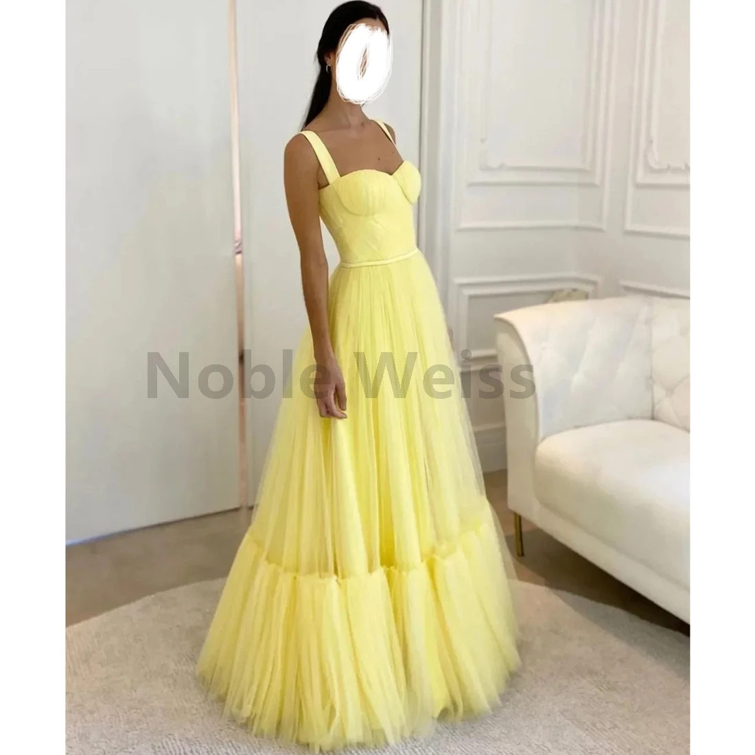 Elegant A-LINE Evening Dresses with Pleat Tulle for Women Formal Prom Gown Customize