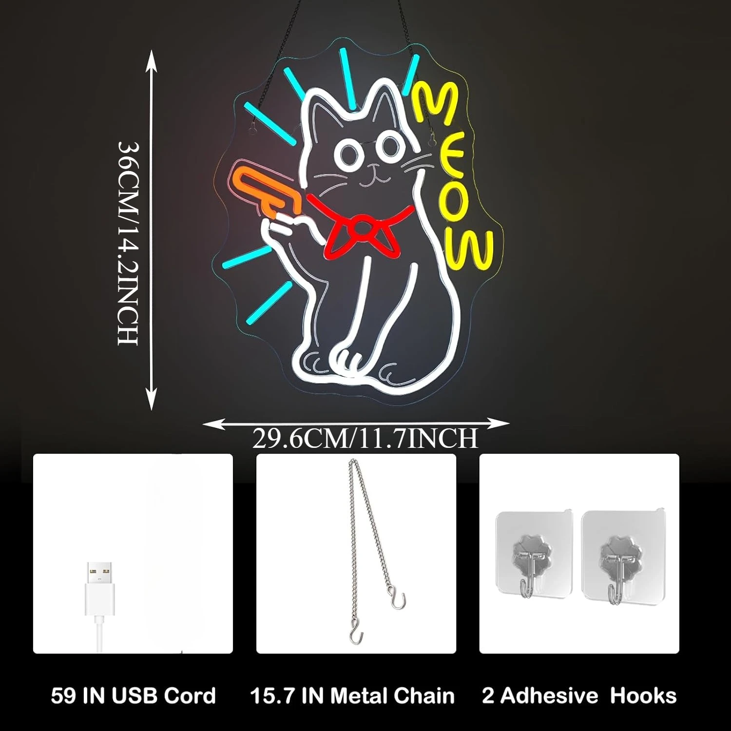 Gato bonito sinal de néon usb regulável led luz néon para o quarto sala de jogos homem caverna decoração para casa aniversário presente natal luz da noite