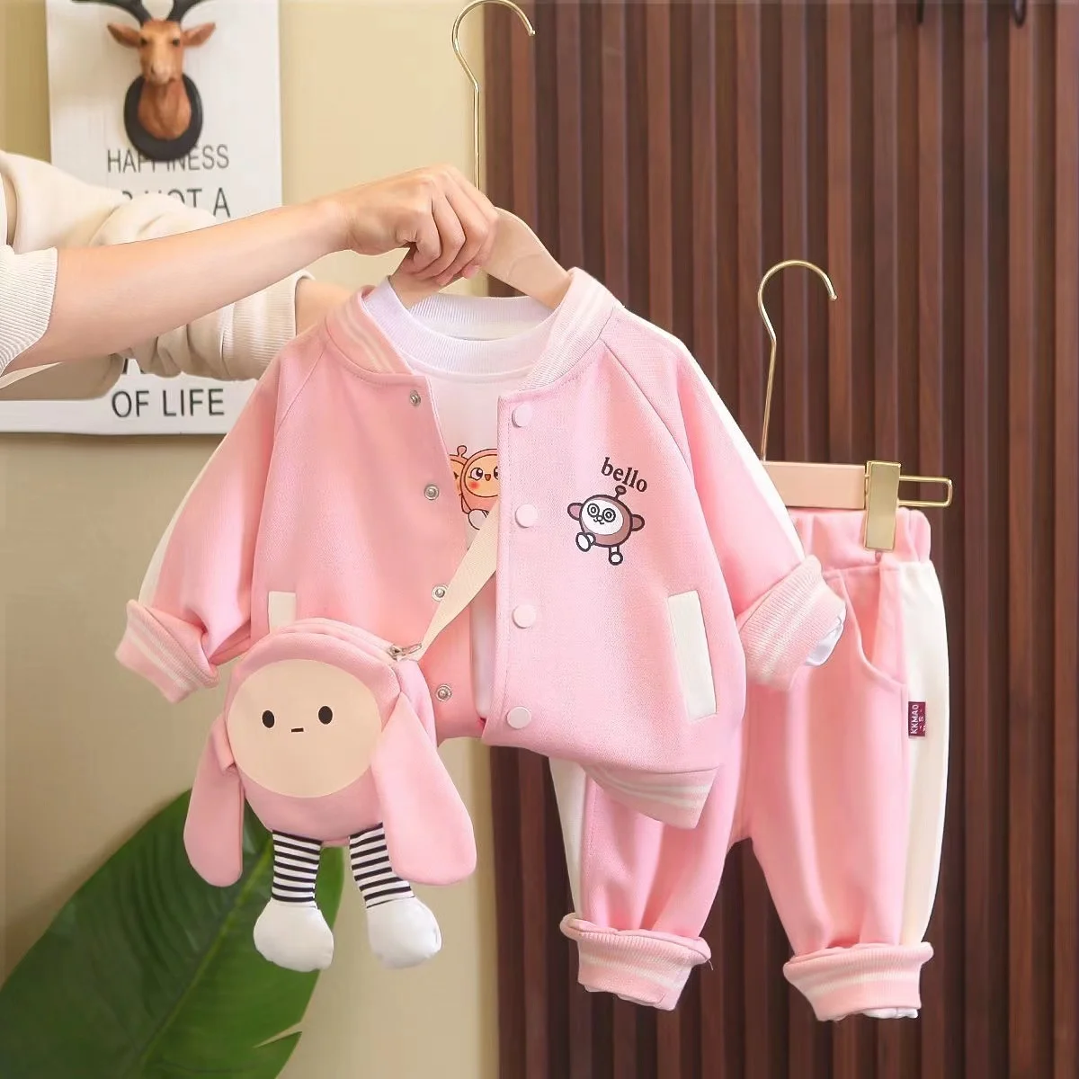 Girls Clothes Sets Spring Autumn 2024 Children Jackets T-shirts Pants Bags 3pcs Cute Suit For Baby Tracksuits Kids Outfits 5 6Y