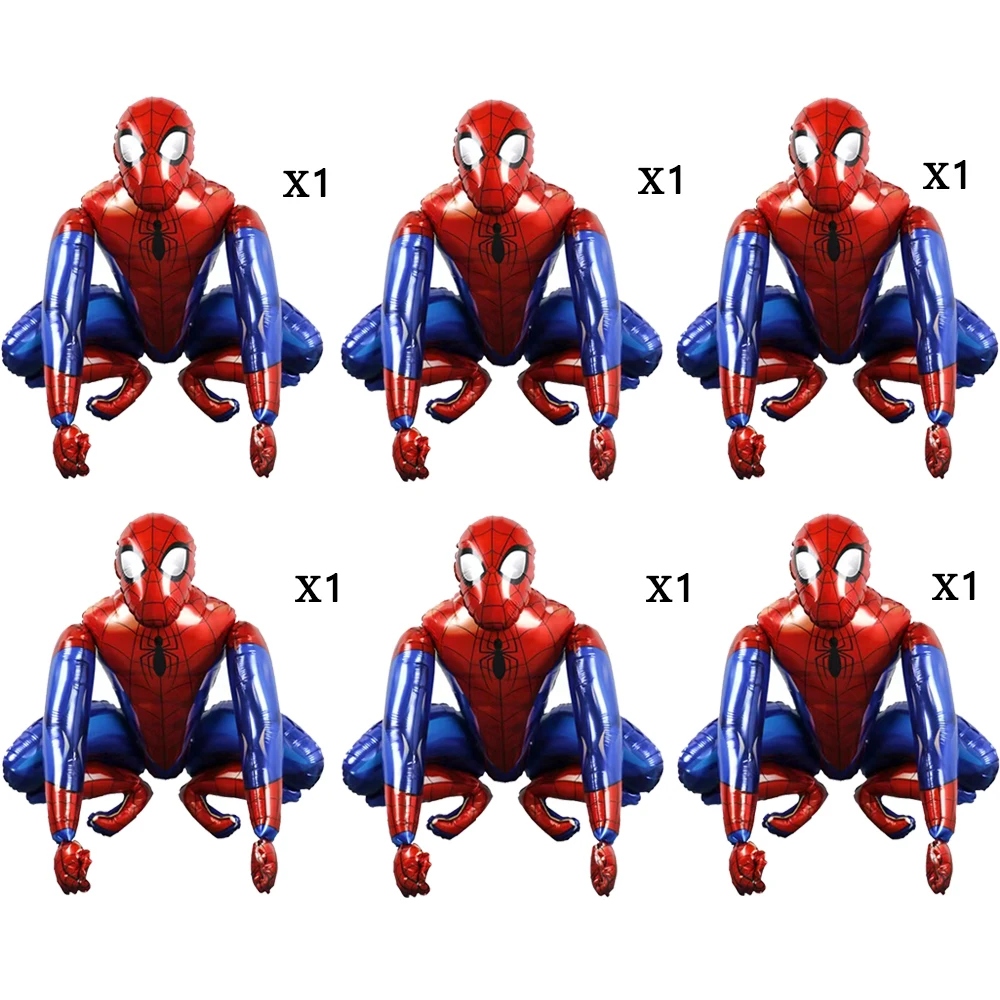 6Pcs Spider Man Foil Balloons Set Party Supplies Toys for Kids Baby Shower Superhero Boys Favors DIY Birthday Party Decorations