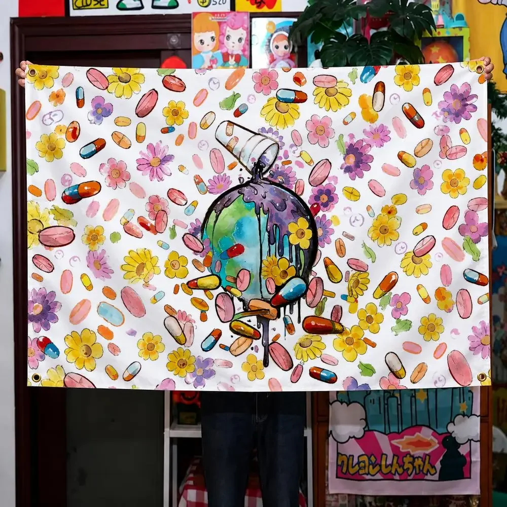 Singer Juice WRLD 999 Club LLJW Emo Rap Flags Wall Hanging Background Flag Wall Decor Banners for Outdoor Bedroom Dorm Room