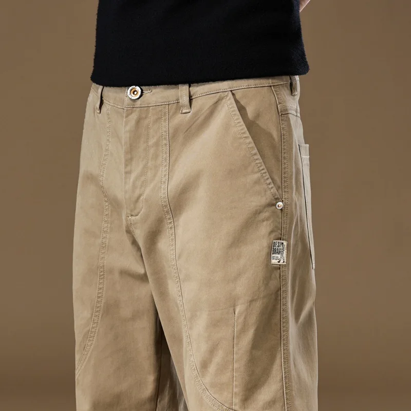 New Spring And Summer Splicing Tooling Casual Pants Lumberjack Retro American Knee Tooling Trousers Tide