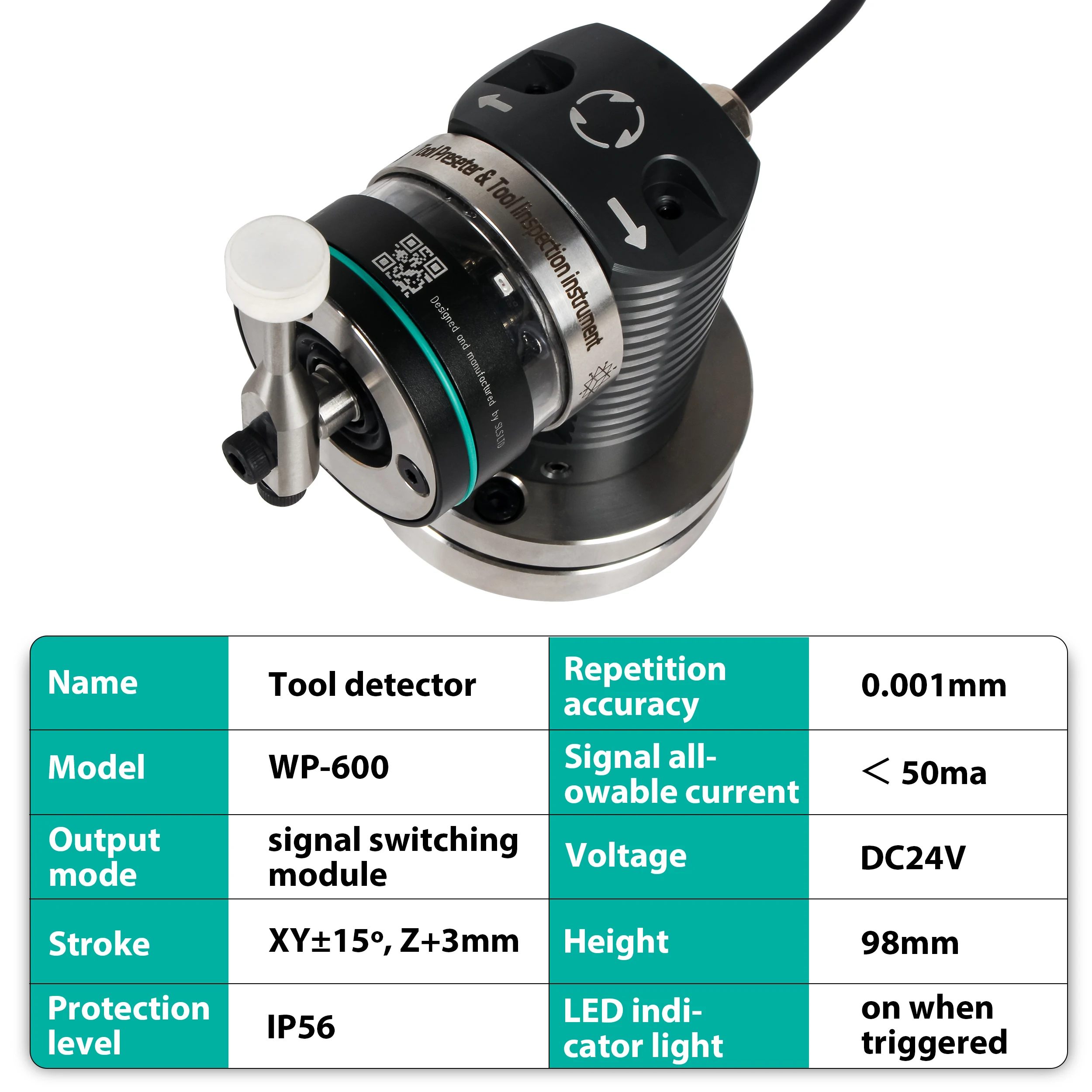 Instrumento de ajuste de herramientas CNC 3D WP-600 Detector de herramientas SENSOR Setter de máquina herramienta en línea