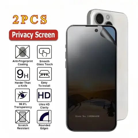 iPhone 16 15 13 14 12 Pro Max 개인 정보 보호 화면 보호기 iPhone SE4 16 15 Plus X XR XS 용 2Pcs 안티 스파이 하이드로 겔 필름