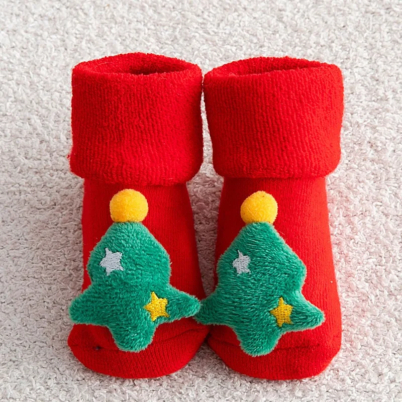 Wholesale Christmas Kids Socks Winter Thicken Terry Baby Socks Cute Non-Slip Toddler Floor Socks Newborn Cotton Warm Socks