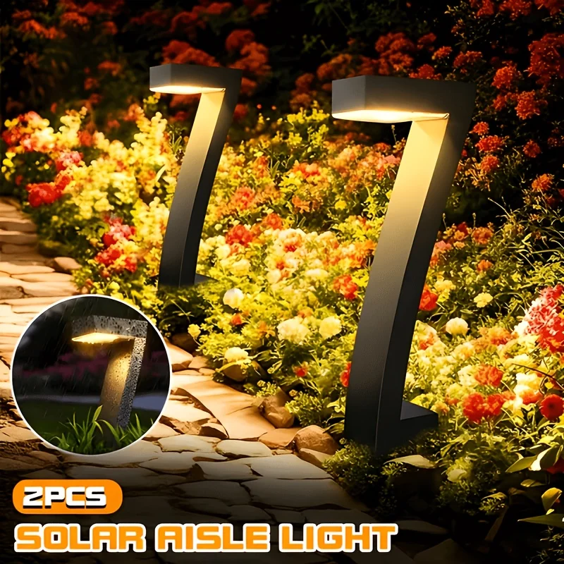 2‑Pcs Solar Path Lights, IP65 Waterproof LED Garden Lights for Yard Patio Driveway Sidewalk Lawn Christmas Decor