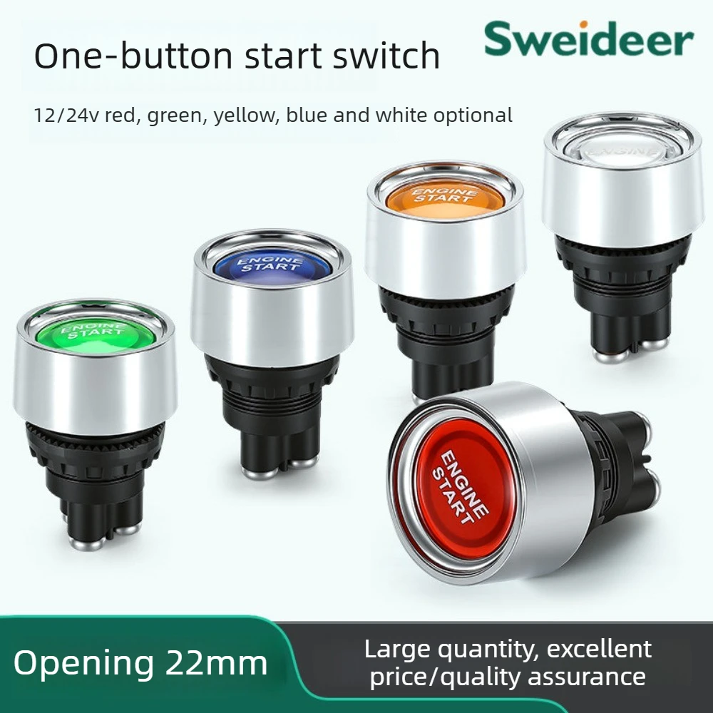 One Click Start Button Switch for Car SUV Ignition and Power-off, Universal Racing Car Modification, Car Power Button 12V24