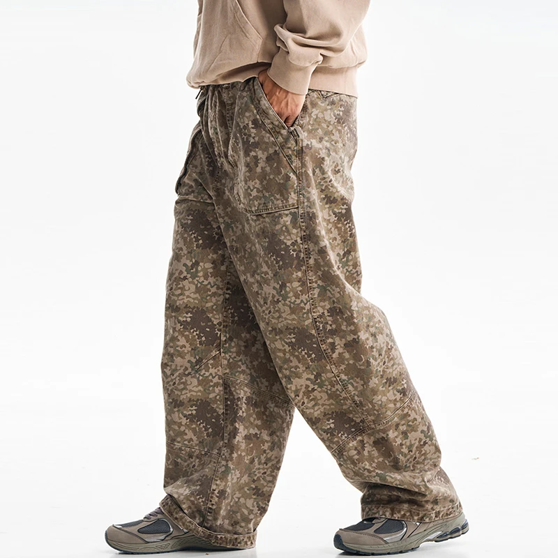 

Мужские повседневные брюки карго из 100% хлопка, новинка 2026 года, весенний винтажный стиль, камуфляжный цвет, свободные прямые брюки N104