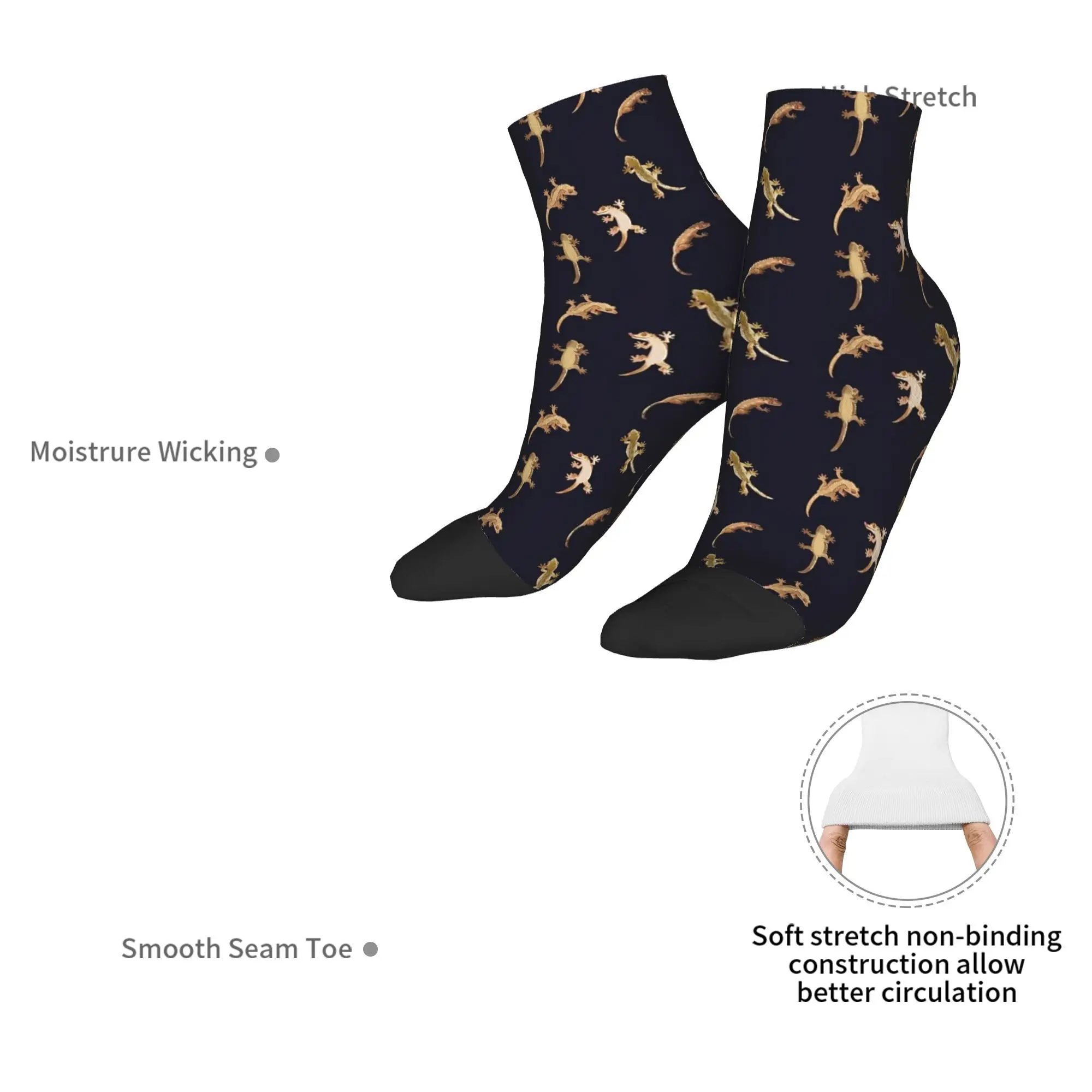 Calcetines geckos con escudo pequeño y bonito, medias absorbentes del sudor Harajuku, calcetines para todas las estaciones, accesorios para regalos de Navidad Unisex