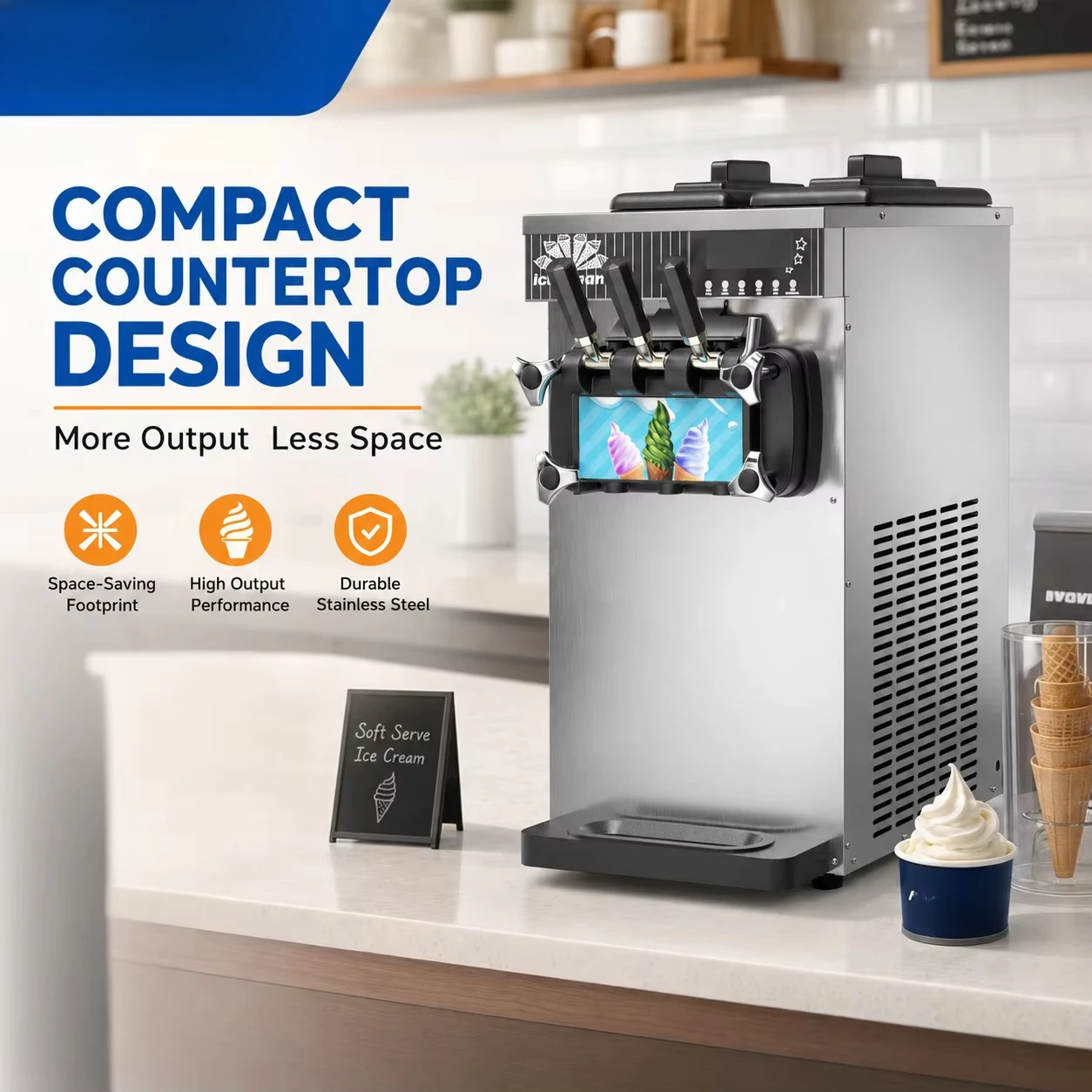 Ticari Tip, Otomatik, Masa Üze - Soft Ice Cream Maker Machine Commercial incelemesi ve fiyatı