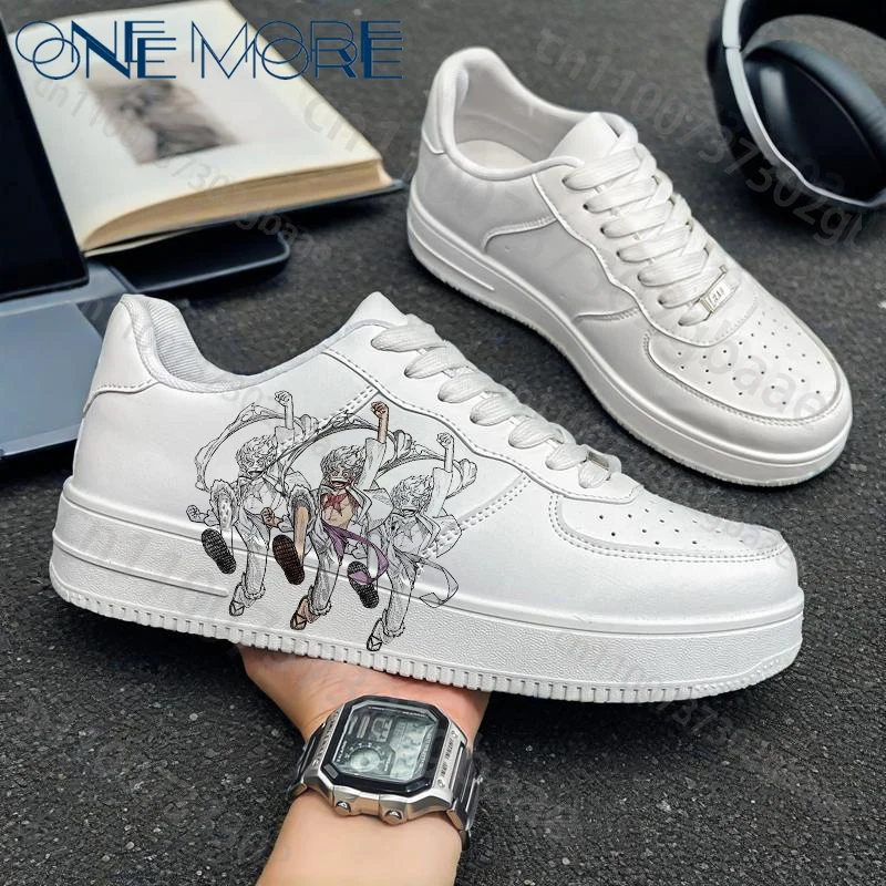 Een stuk animatiederivaten Volwassen mannelijke schoenen luffy Anime Figuur Volwassen witte hoogwaardige vrijetijdsschoenen