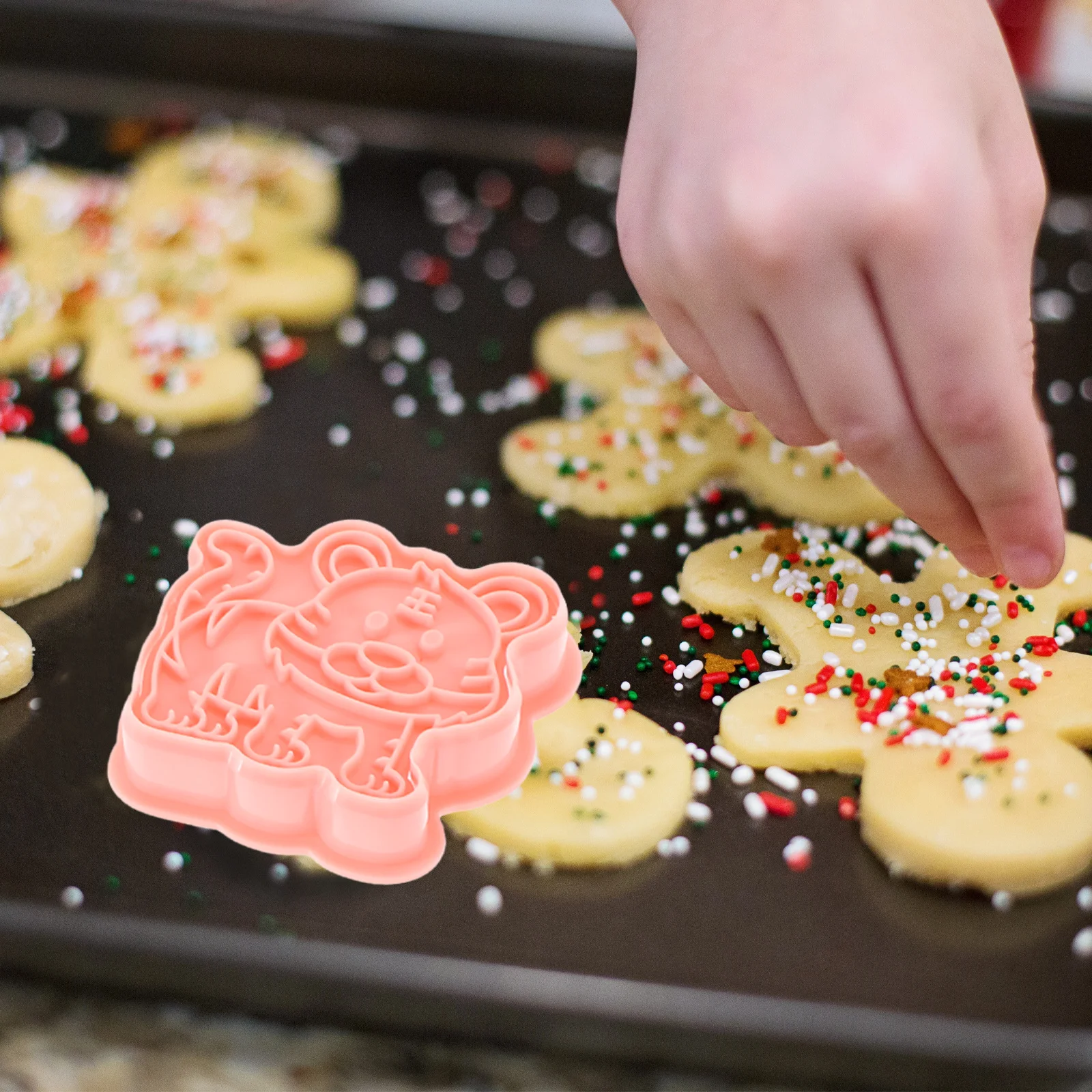 8 stuks dier koekjesvorm PP plastic bakgereedschap creatieve koekjesstempel mal voor bakbenodigdheden fondant mallen