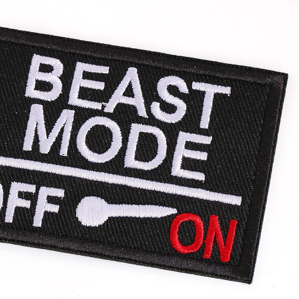 Beast Mode Switch Embroidered Patch iron on Attitude Statement Badge Streetwear Backpack Jacket Outfit Hunting Accessories