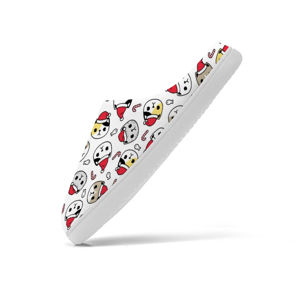 Рождественские домашние хлопковые тапочки с изображением кота, удерживающие улыбающиеся домашние хлопковые тапочки высокого качества, плюшевая повседневная теплая обувь, термотапочки