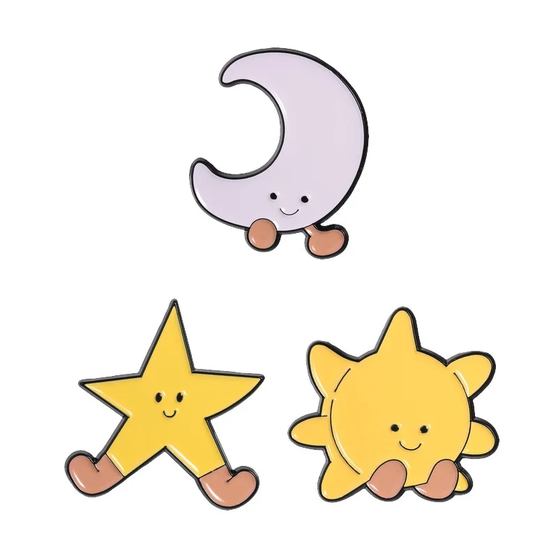 Healing celestial series badges Cartoon star moon and sun-shaped alloy pins, accessories for clothing and bags Gifts for friends