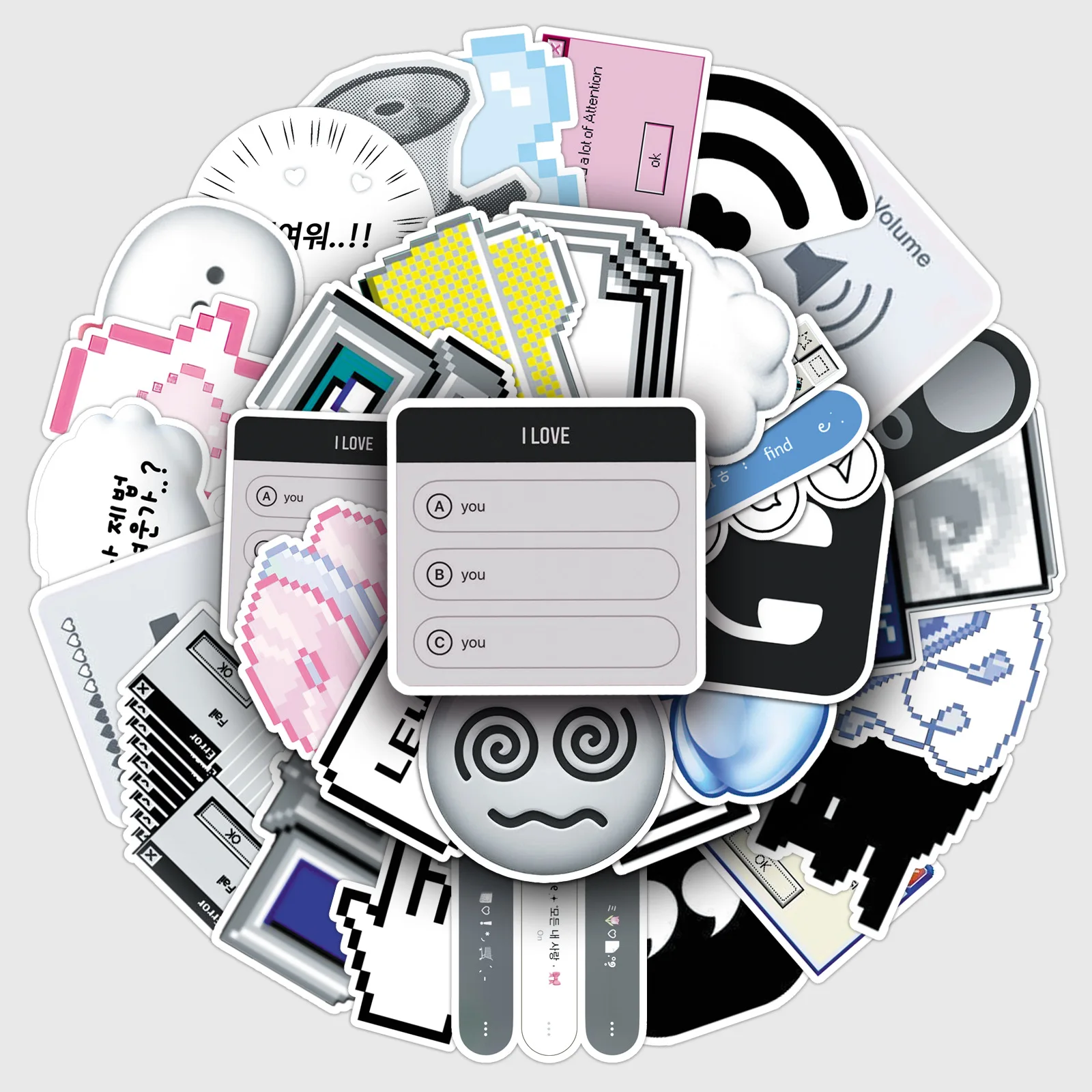 50 Network Emoji Stickers Creative Computer Icons Waterproof Decorative Luggage Phone Stickers