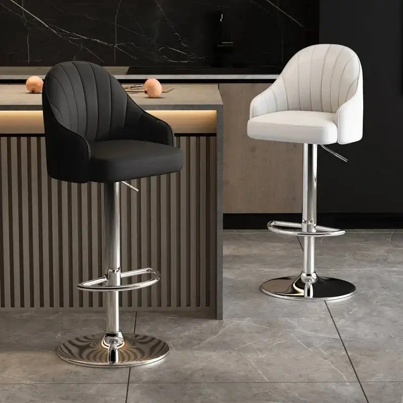 FurnitureAdjustable Height Bar Stools Rotating Commercial Faux Leather Bar Stools Industrial Natural Modern Sgabello Cucina Alto