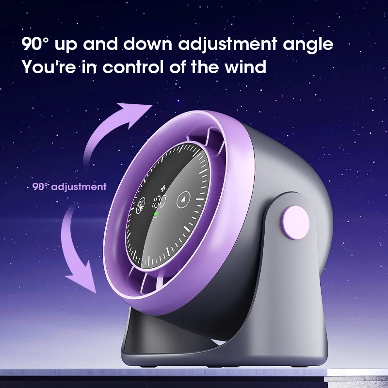 High-Speed Desktop Fan 100 Speed Adjustable Wall-Mounted Digital Display Turbine Air Circulation Fan with Charging Function