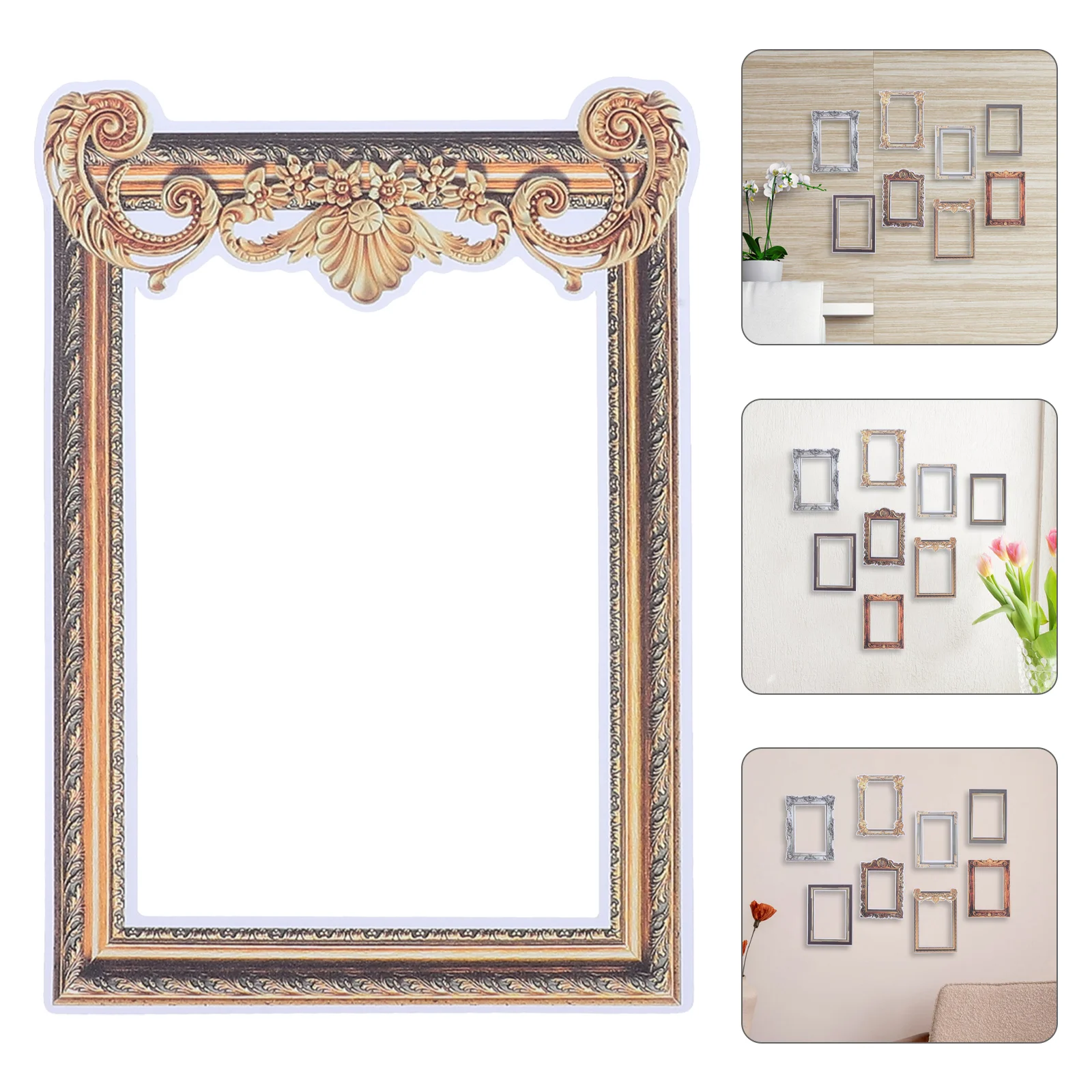 

8 Pcs Retro Photo Frame Stickers & Posters Girl Wall Decor Pvc Picture Frames Collage