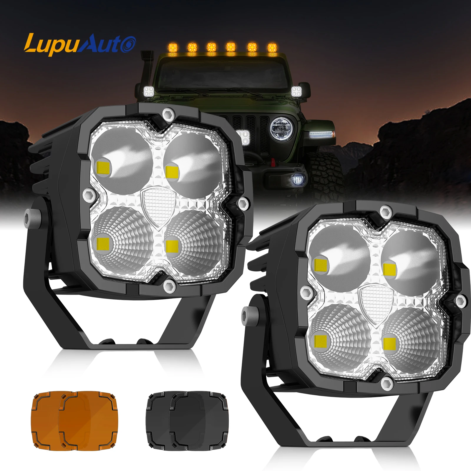 Lupuauto 3 Inch LED Light Pods OffRoad LED Work Light Flood Combo Spotlight For Car Truck SUV  PickUp Jeep Motorcycle Headlight